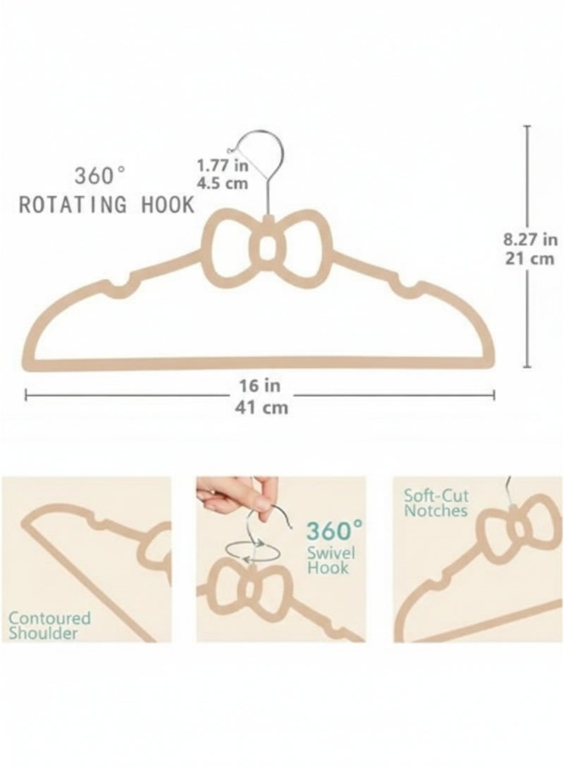 Happy Home Set of 20 Non-Slip Velvet Clothes Hangers – Durable, Soft Velvet Surface to Protect Garments, 360° Swivel Hooks for Easy Hanging – Ideal for Suits, Dresses, Shirts, and Pants – Elegant Beige for Closet Organization - Image 3